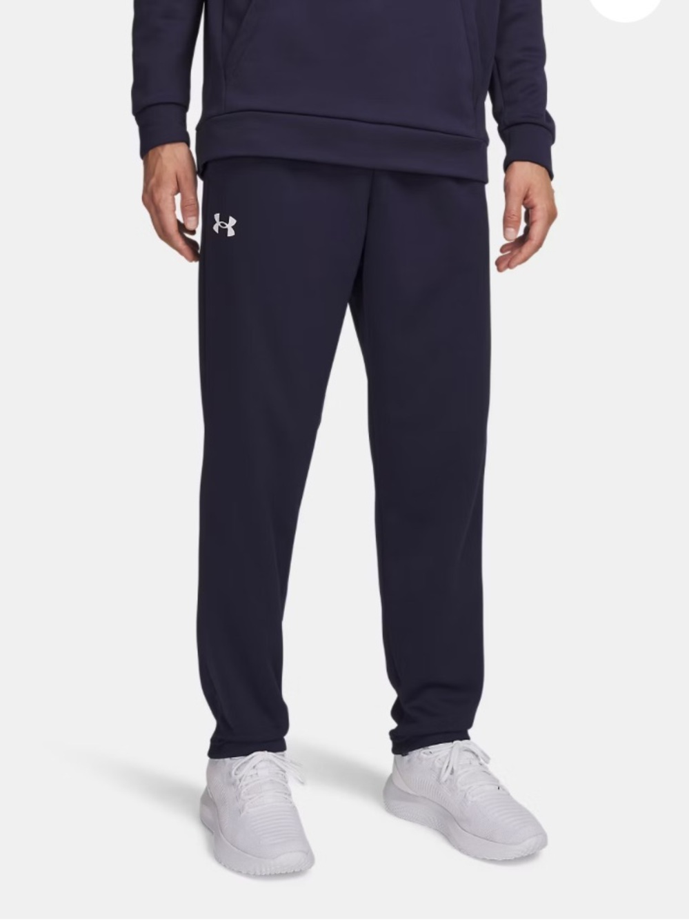 Mens Under Armour loose fit open hem fleece pants navy small NWT